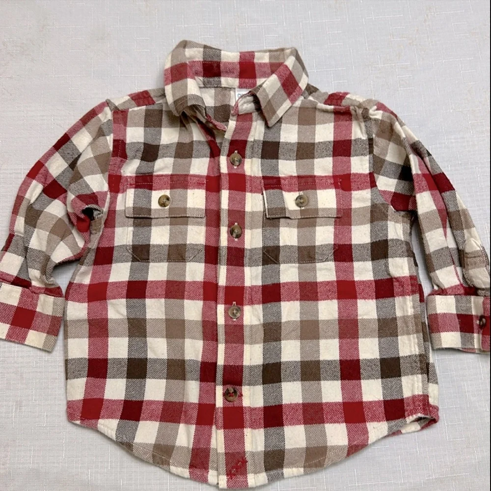 GYMBOREE Autumn Flannel Plaid button down shirt 12-18 mo